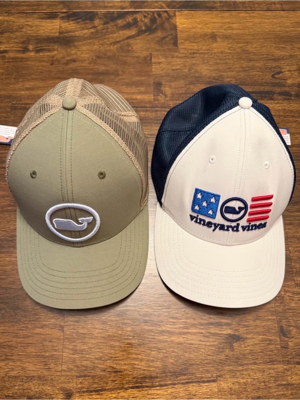 Vineyard Vines Khaki Mesh & Navy/White Logo Trucker Hat Two-Pack